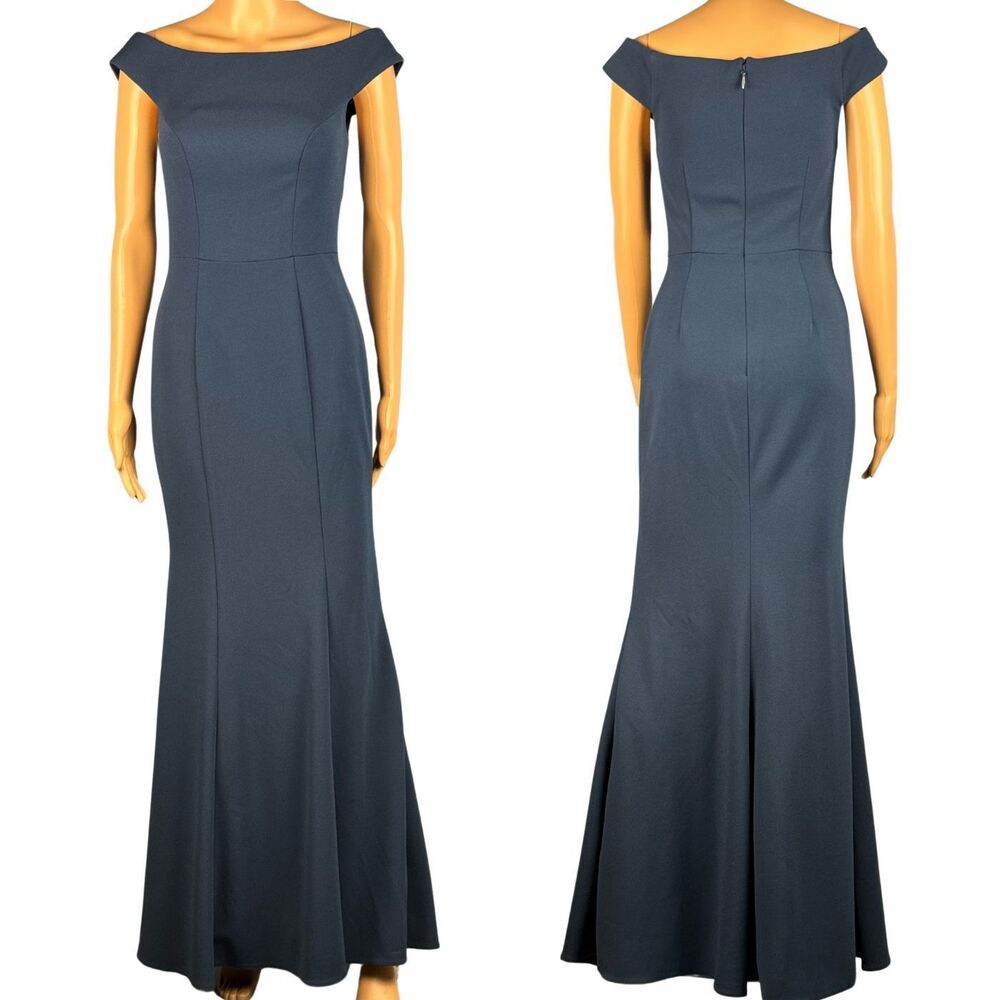 Azazie Nicolina Dress Mermaid Square Neckline Stretch Crepe Dark‎ Navy Size A2